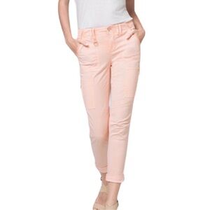 WHBM Slim Crop Utility Pants Classic Rise Cargo Pale Peach Size 4P